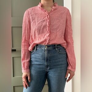 LOFT Pink Checkered Women's Blouse